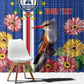 Personalised Cabo Verde Window Curtain Grey-Headed Kingfisher Mix Gerbera Daisy