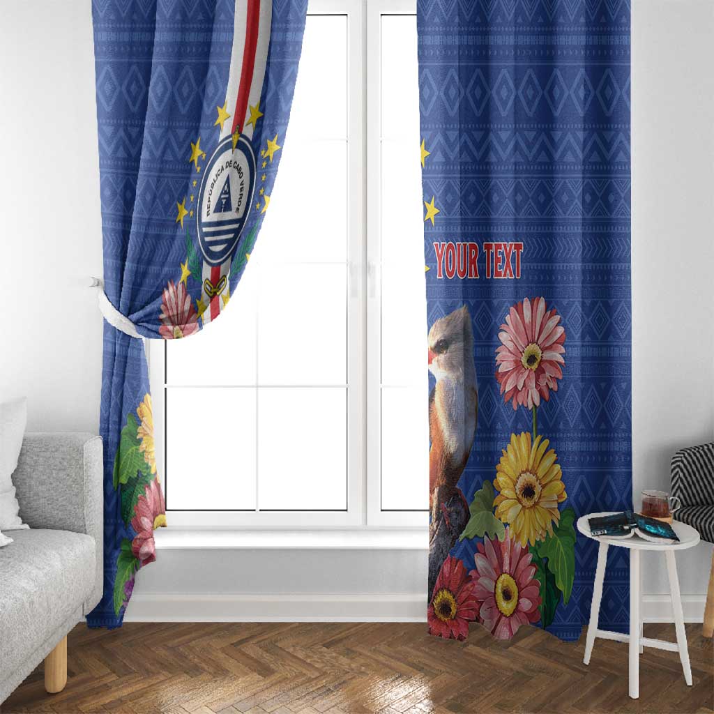 Personalised Cabo Verde Window Curtain Grey-Headed Kingfisher Mix Gerbera Daisy