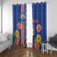 Personalised Cabo Verde Window Curtain Grey-Headed Kingfisher Mix Gerbera Daisy