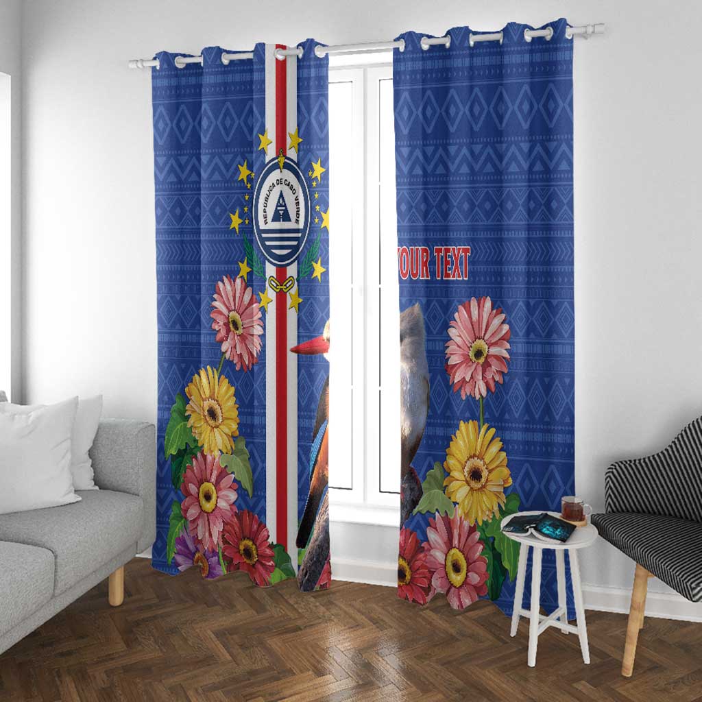 Personalised Cabo Verde Window Curtain Grey-Headed Kingfisher Mix Gerbera Daisy