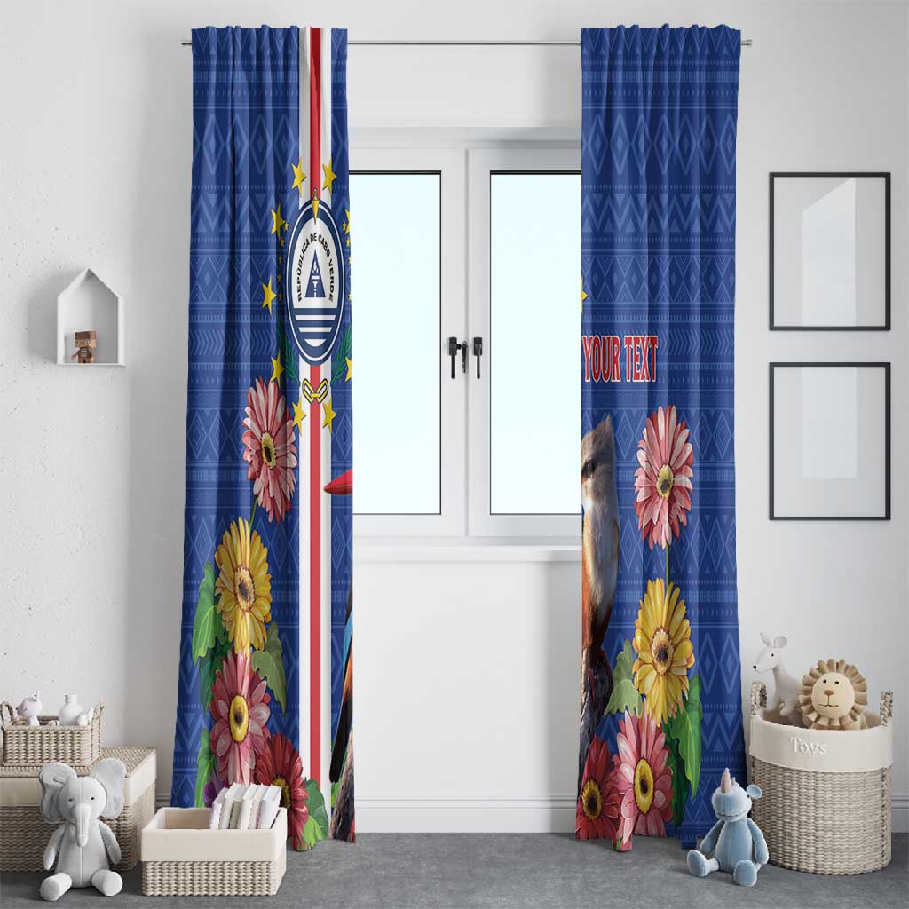 Personalised Cabo Verde Window Curtain Grey-Headed Kingfisher Mix Gerbera Daisy