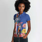 Personalised Cabo Verde Women Polo Shirt Grey-Headed Kingfisher Mix Gerbera Daisy