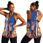 Personalised Cabo Verde Women Racerback Tank Grey-Headed Kingfisher Mix Gerbera Daisy