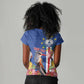 Personalised Cabo Verde Women V-Neck T-Shirt Grey-Headed Kingfisher Mix Gerbera Daisy