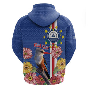 Personalised Cabo Verde Zip Hoodie Grey-Headed Kingfisher Mix Gerbera Daisy