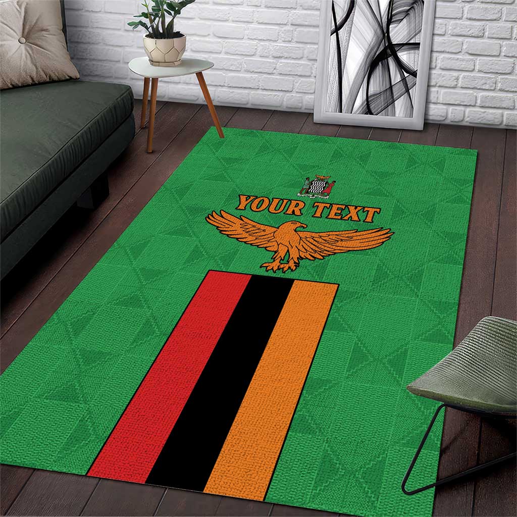 Personalised Afro Zambia Area Rug Flag Style Mix Kente Pattern