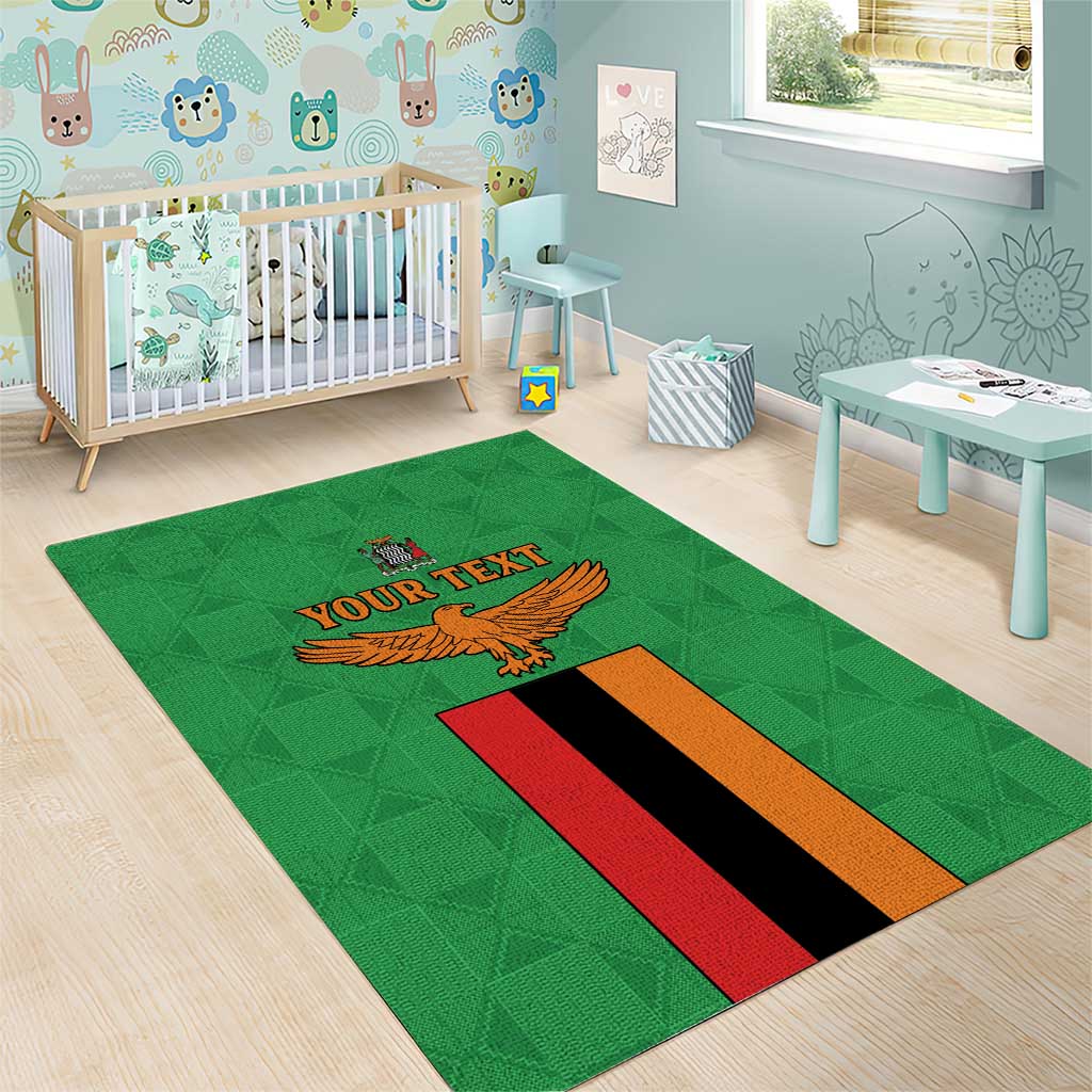 Personalised Afro Zambia Area Rug Flag Style Mix Kente Pattern