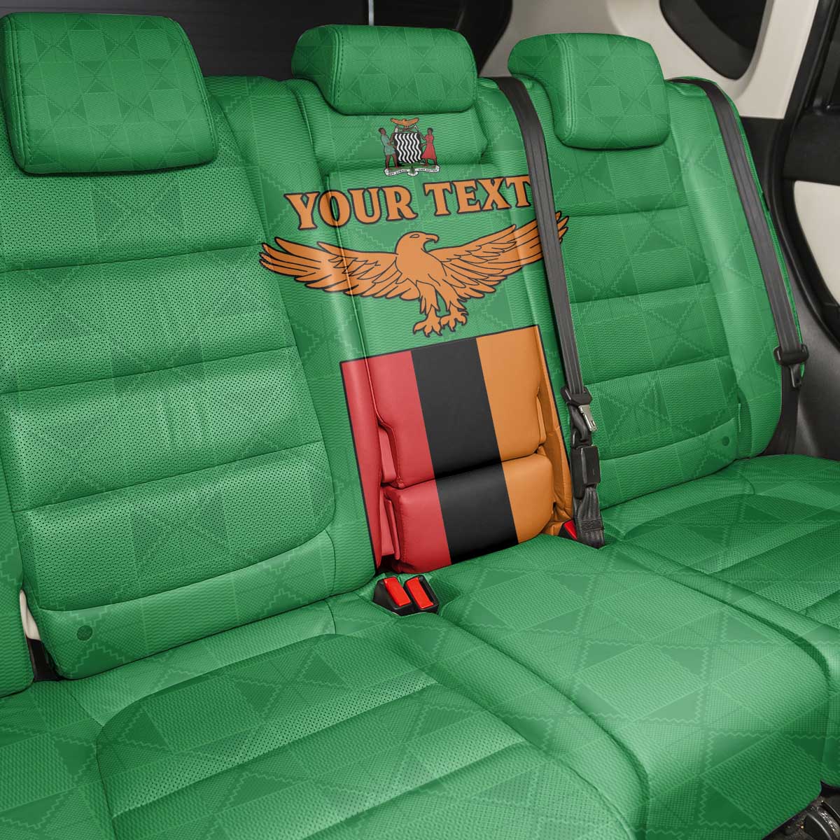 Personalised Afro Zambia Back Car Seat Cover Flag Style Mix Kente Pattern