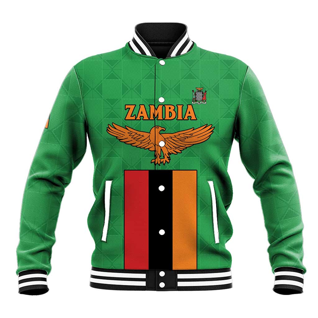 Personalised Afro Zambia Baseball Jacket Flag Style Mix Kente Pattern