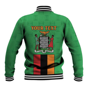Personalised Afro Zambia Baseball Jacket Flag Style Mix Kente Pattern