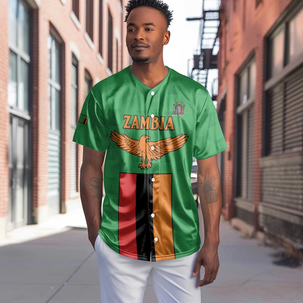 Personalised Afro Zambia Baseball Jersey Flag Style Mix Kente Pattern