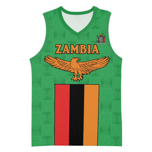 Personalised Afro Zambia Basketball Jersey Flag Style Mix Kente Pattern - African Pride