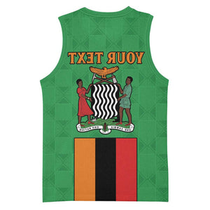 Personalised Afro Zambia Basketball Jersey Flag Style Mix Kente Pattern - African Pride