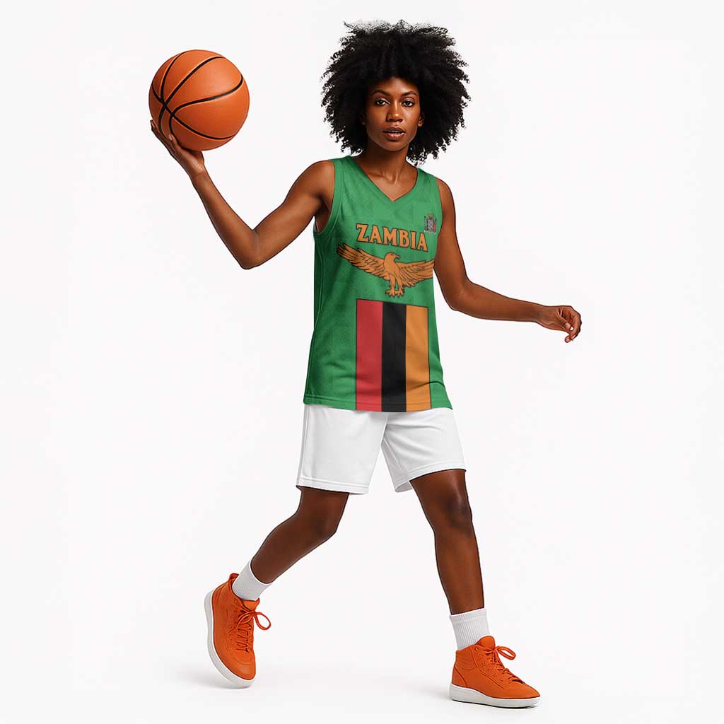 Personalised Afro Zambia Basketball Jersey Flag Style Mix Kente Pattern - African Pride