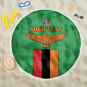 Personalised Afro Zambia Beach Blanket Flag Style Mix Kente Pattern