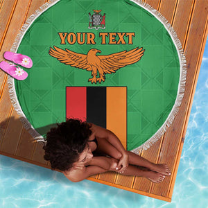 Personalised Afro Zambia Beach Blanket Flag Style Mix Kente Pattern