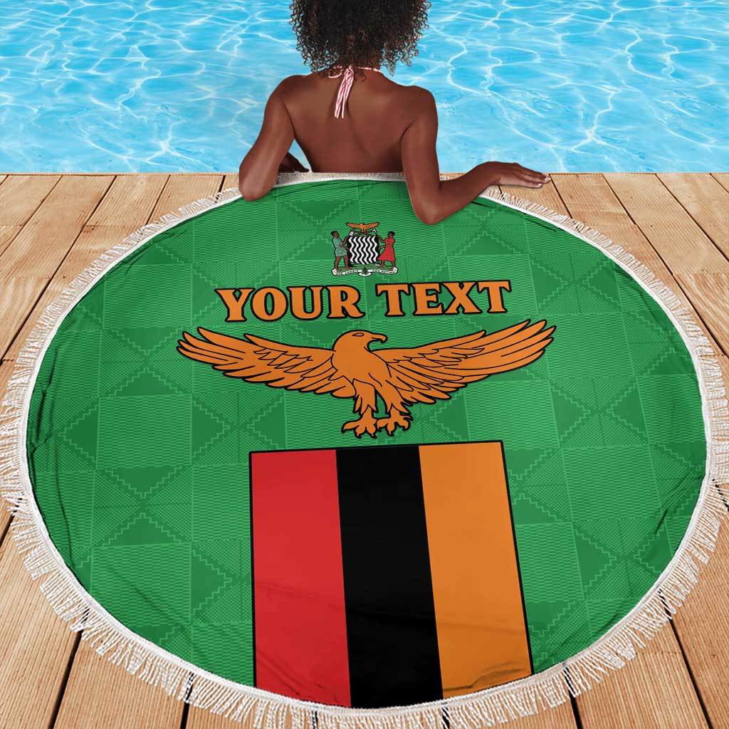 Personalised Afro Zambia Beach Blanket Flag Style Mix Kente Pattern
