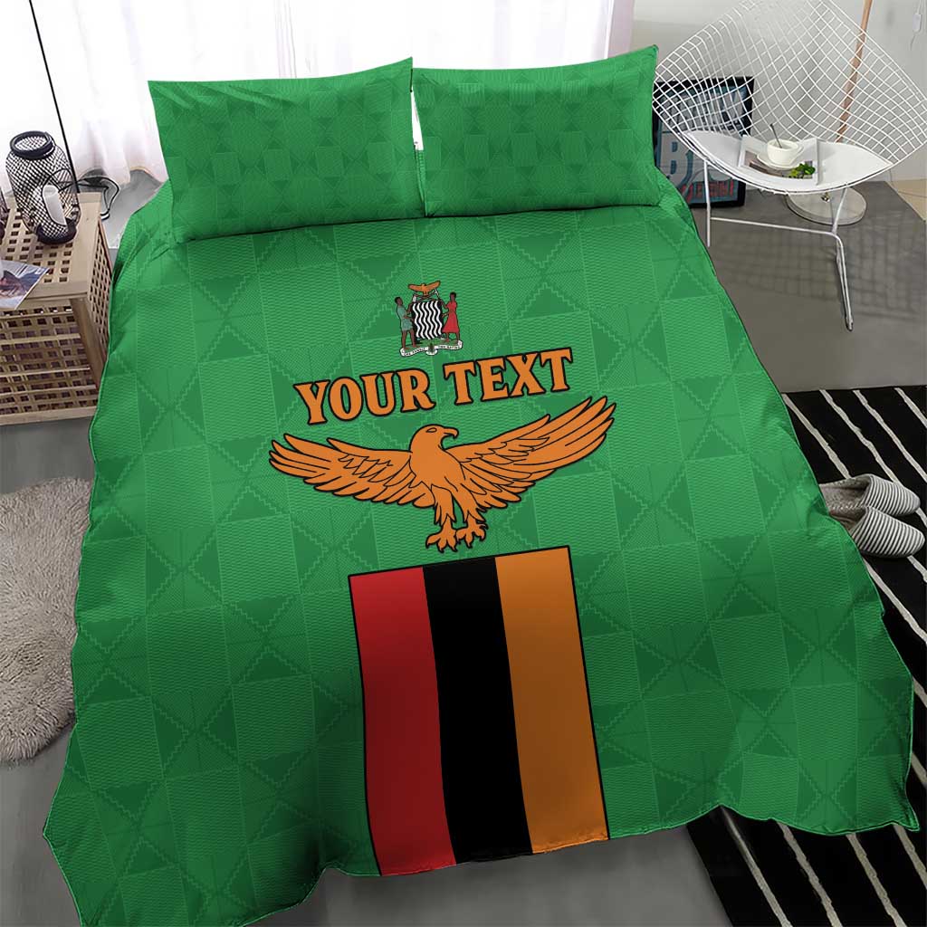 Personalised Afro Zambia Bedding Set Flag Style Mix Kente Pattern