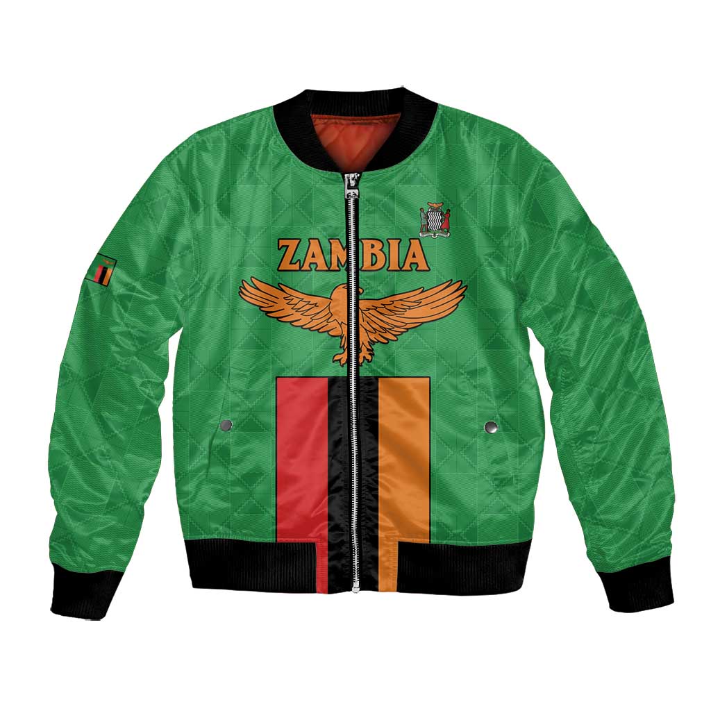Personalised Afro Zambia Bomber Jacket Flag Style Mix Kente Pattern