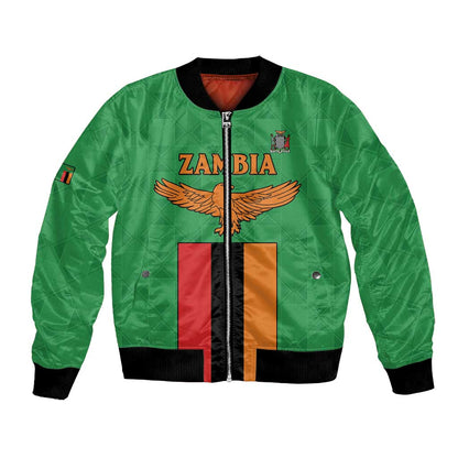 Personalised Afro Zambia Bomber Jacket Flag Style Mix Kente Pattern