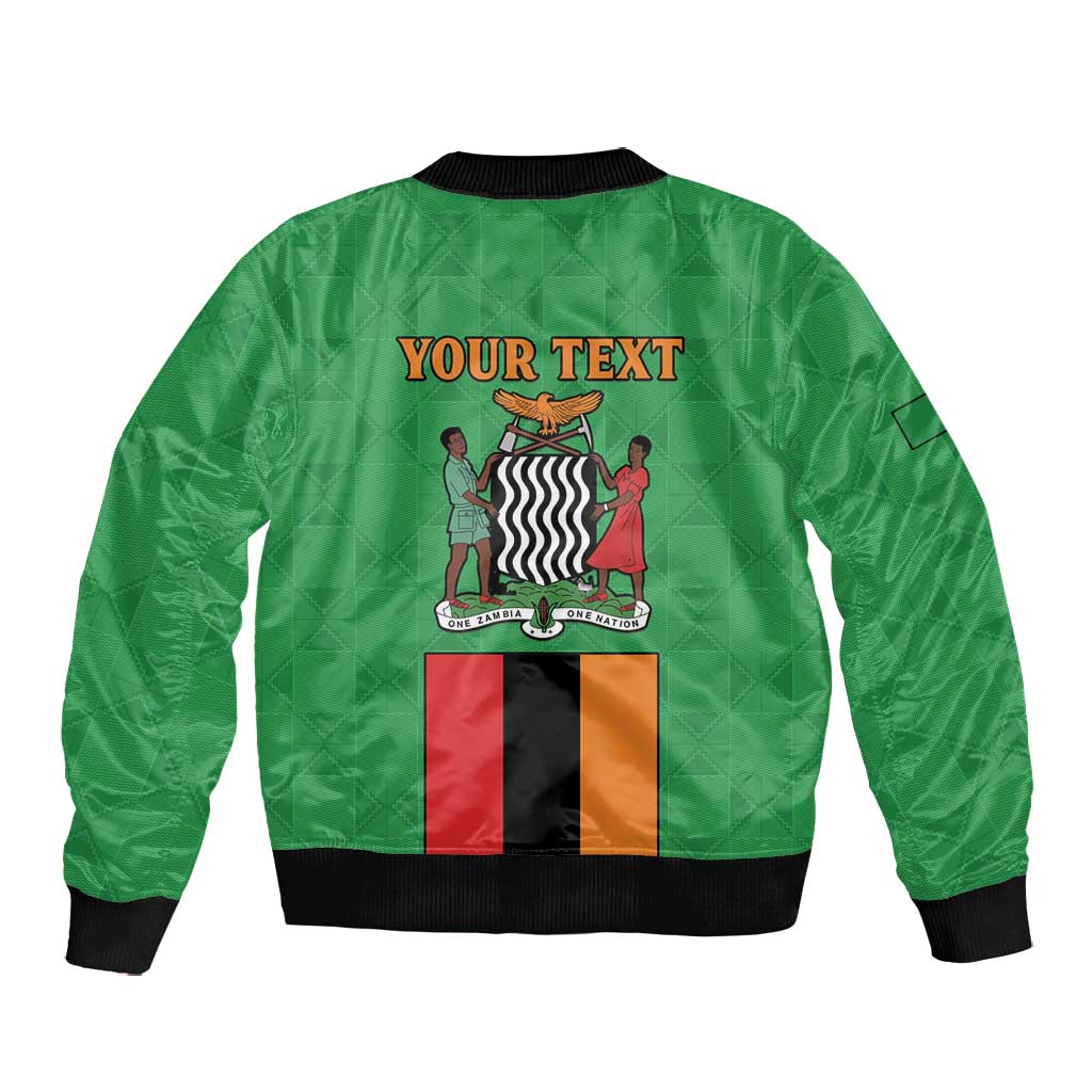 Personalised Afro Zambia Bomber Jacket Flag Style Mix Kente Pattern