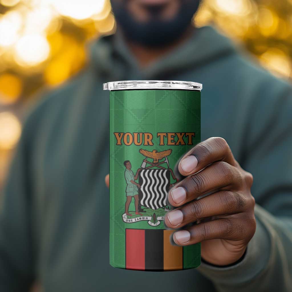 Personalised Afro Zambia 4 in 1 Can Cooler Tumbler Flag Style Mix Kente Pattern