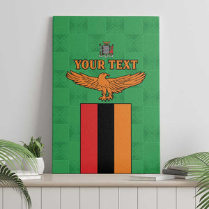 Personalised Afro Zambia Canvas Wall Art Flag Style Mix Kente Pattern