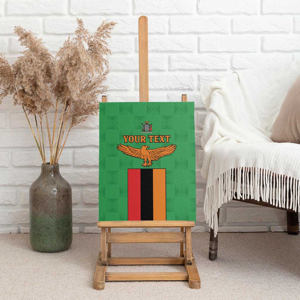 Personalised Afro Zambia Canvas Wall Art Flag Style Mix Kente Pattern