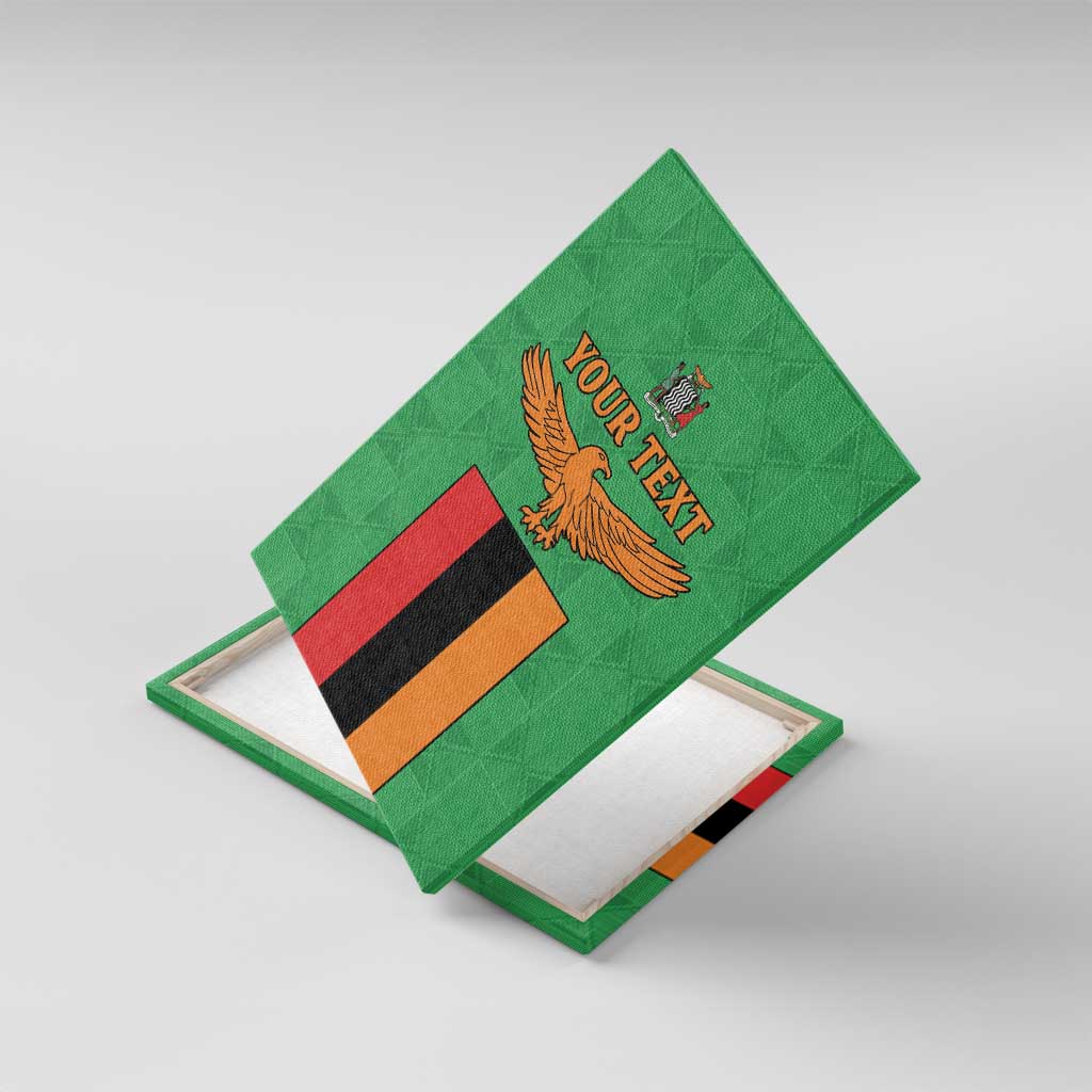 Personalised Afro Zambia Canvas Wall Art Flag Style Mix Kente Pattern