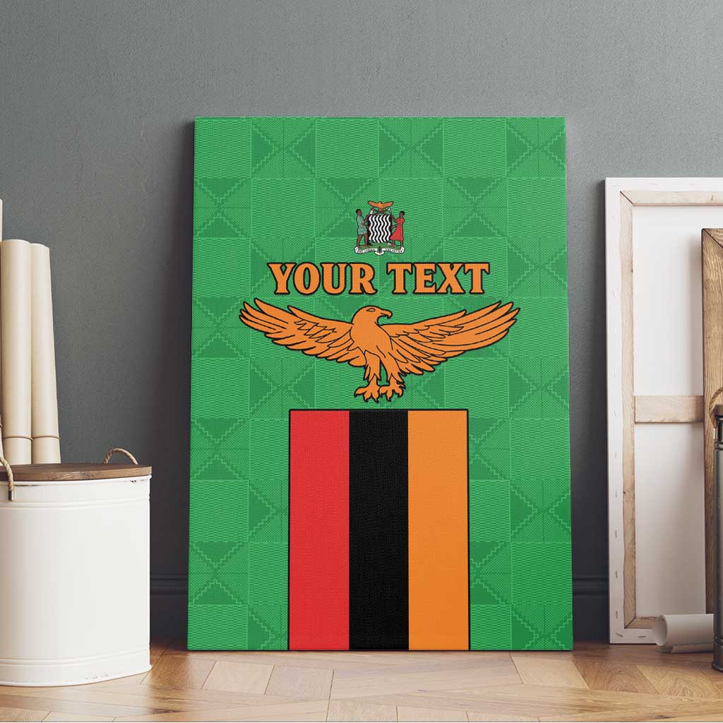 Personalised Afro Zambia Canvas Wall Art Flag Style Mix Kente Pattern