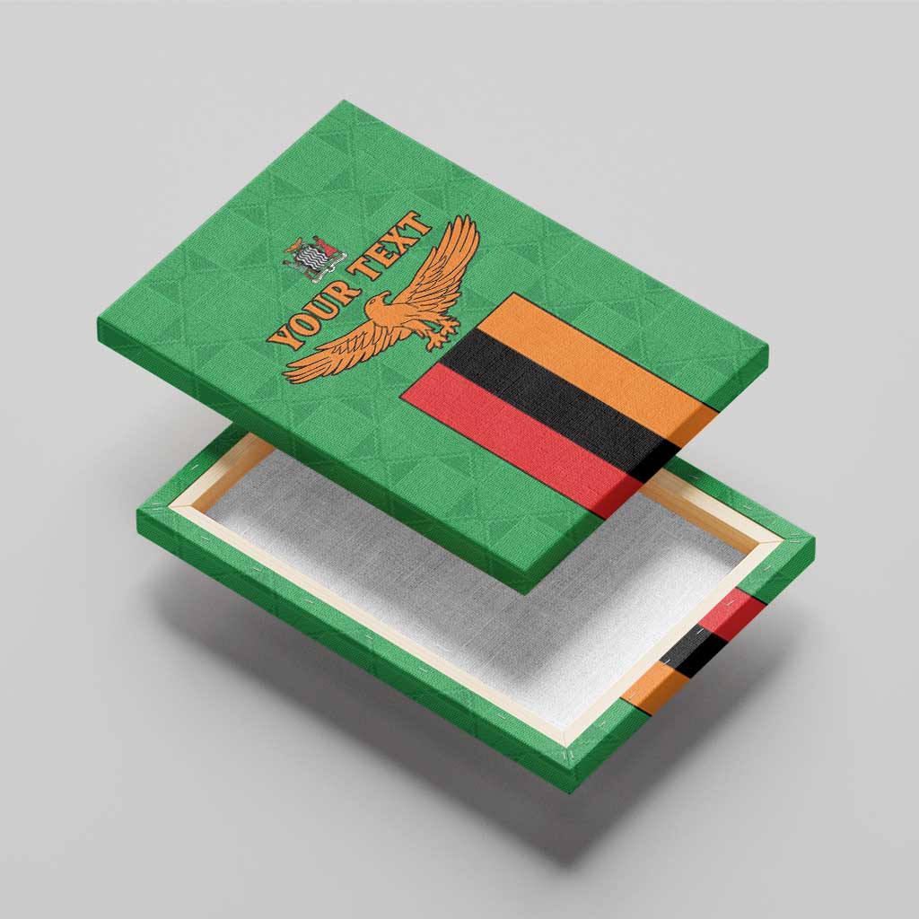 Personalised Afro Zambia Canvas Wall Art Flag Style Mix Kente Pattern