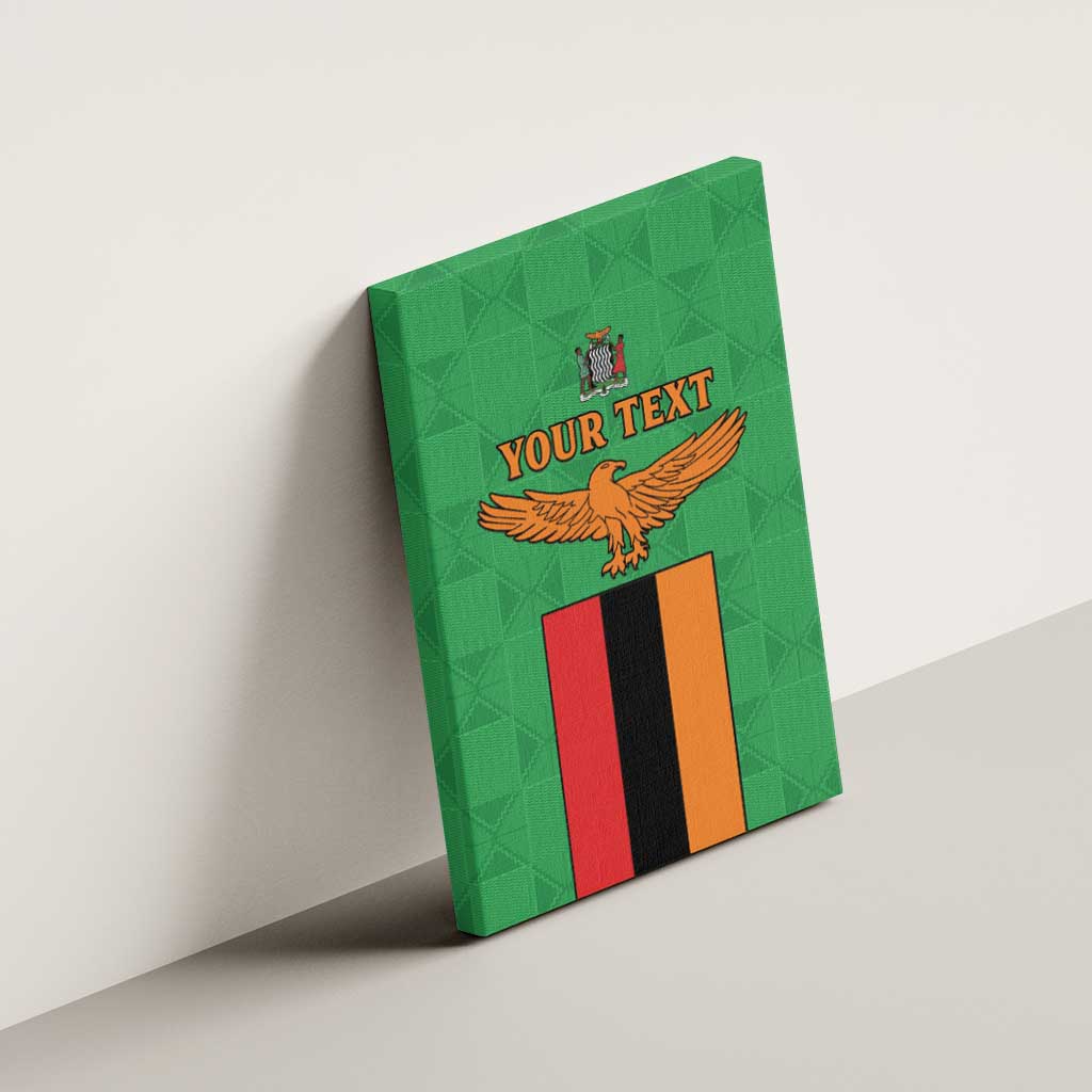 Personalised Afro Zambia Canvas Wall Art Flag Style Mix Kente Pattern