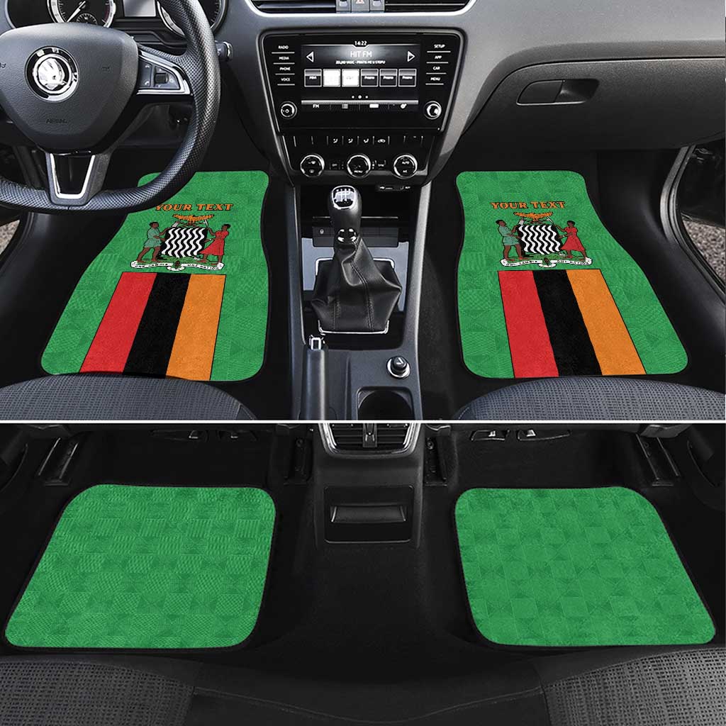 Personalised Afro Zambia Car Mats Flag Style Mix Kente Pattern