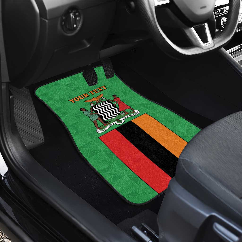 Personalised Afro Zambia Car Mats Flag Style Mix Kente Pattern