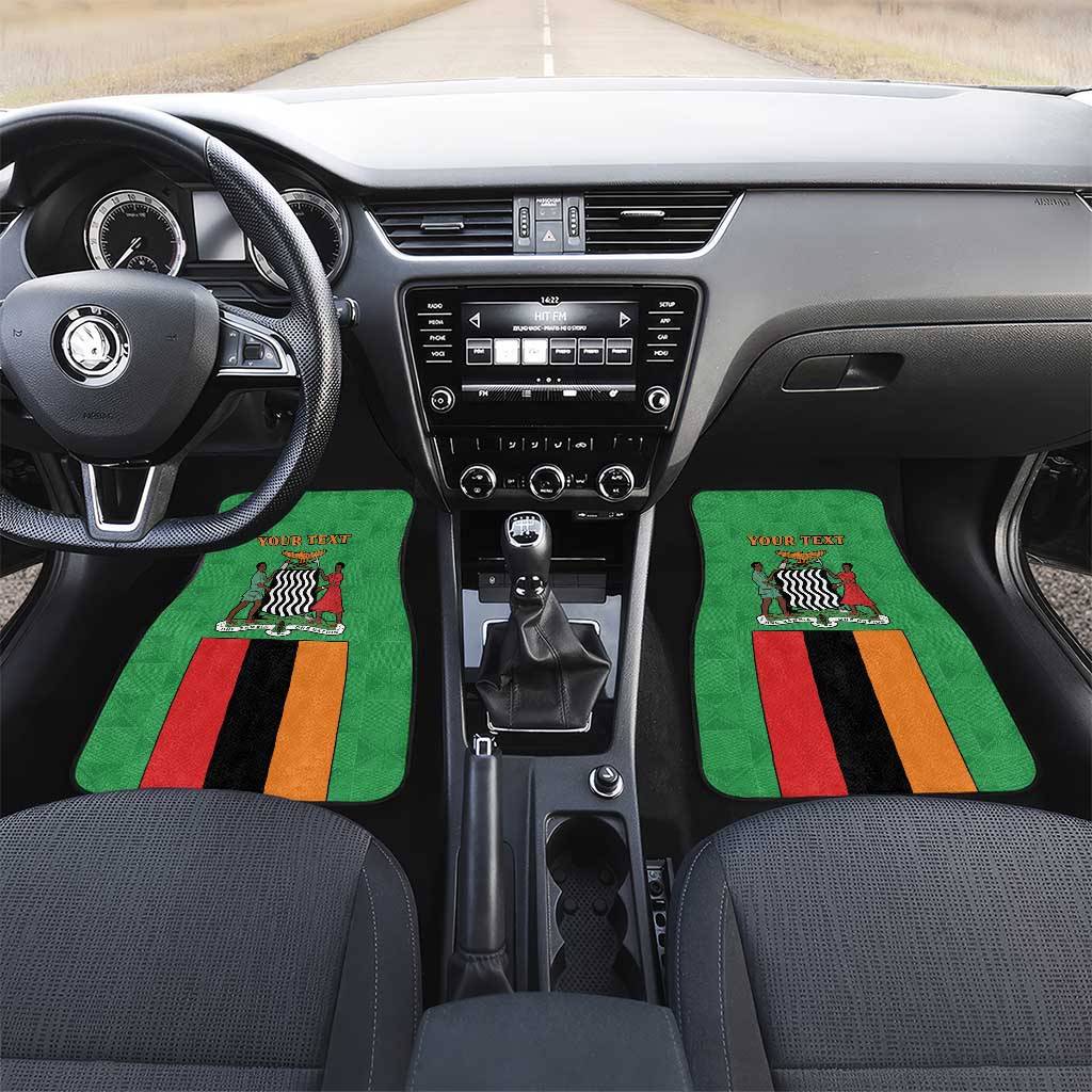Personalised Afro Zambia Car Mats Flag Style Mix Kente Pattern