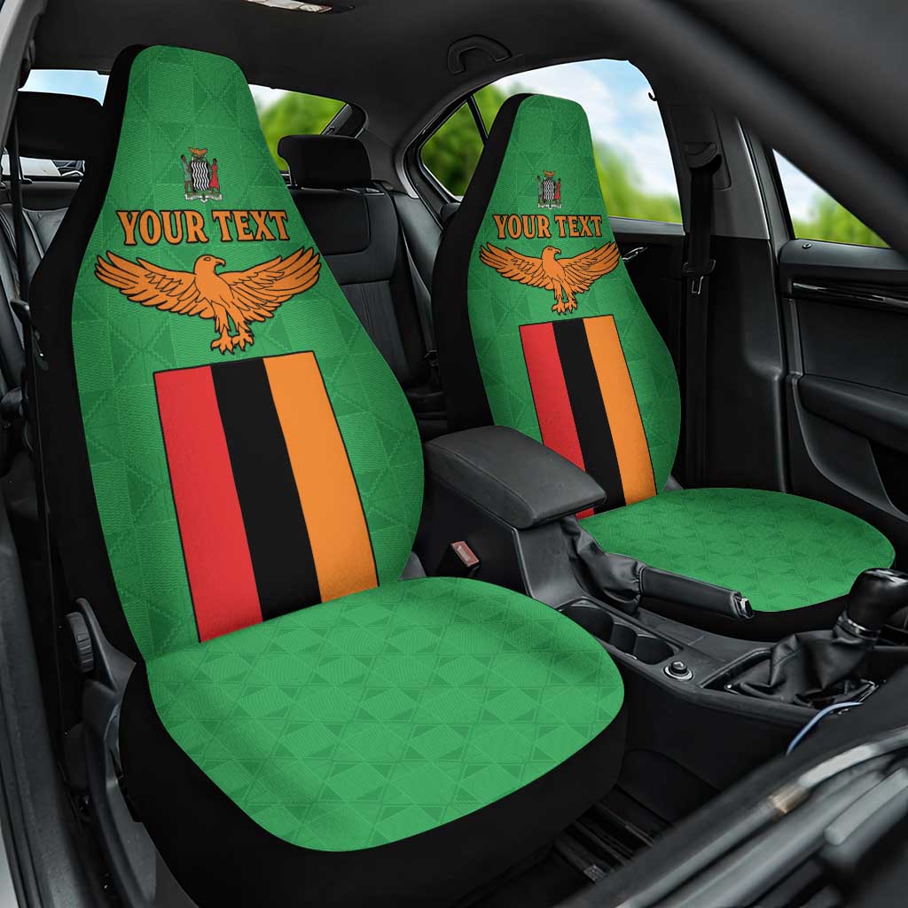 Personalised Afro Zambia Car Seat Cover Flag Style Mix Kente Pattern