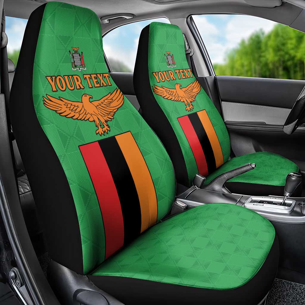 Personalised Afro Zambia Car Seat Cover Flag Style Mix Kente Pattern