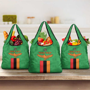 Personalised Afro Zambia Grocery Bag Flag Style Mix Kente Pattern