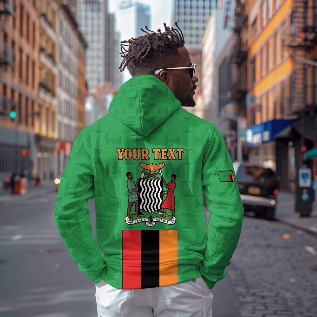Personalised Afro Zambia Hoodie Flag Style Mix Kente Pattern