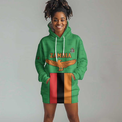 Personalised Afro Zambia Hoodie Dress Flag Style Mix Kente Pattern