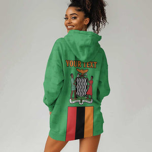 Personalised Afro Zambia Hoodie Dress Flag Style Mix Kente Pattern