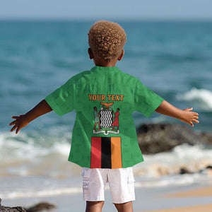 Personalised Afro Zambia Kid Hawaiian Shirt Flag Style Mix Kente Pattern