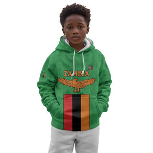 Personalised Afro Zambia Kid Hoodie Flag Style Mix Kente Pattern