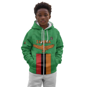 Personalised Afro Zambia Kid Hoodie Flag Style Mix Kente Pattern