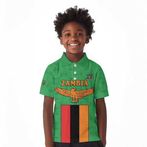 Personalised Afro Zambia Kid Polo Shirt Flag Style Mix Kente Pattern