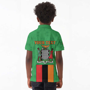 Personalised Afro Zambia Kid Polo Shirt Flag Style Mix Kente Pattern