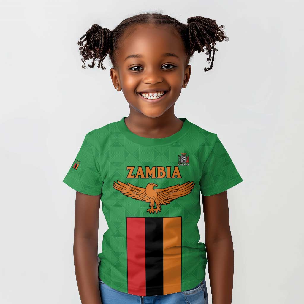 Personalised Afro Zambia Kid T shirt Flag Style Mix Kente Pattern