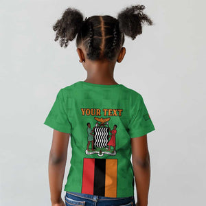Personalised Afro Zambia Kid T shirt Flag Style Mix Kente Pattern
