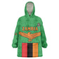 Personalised Afro Zambia Kid Wearable Blanket Hoodie Flag Style Mix Kente Pattern