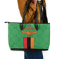 Personalised Afro Zambia Leather Tote Bag Flag Style Mix Kente Pattern